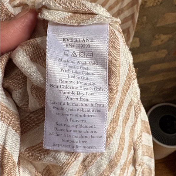 Everlane Bias Cut Linen Striped Dress Size 12 - Picture 7 of 15